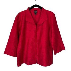 Eileen Fisher Red Notched Collar Boxy Blouse